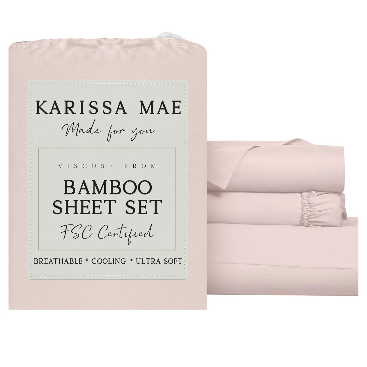 KARISSA MAE 7 Piece Luxury Bamboo Viscose Split King Sheets, FSC Certified