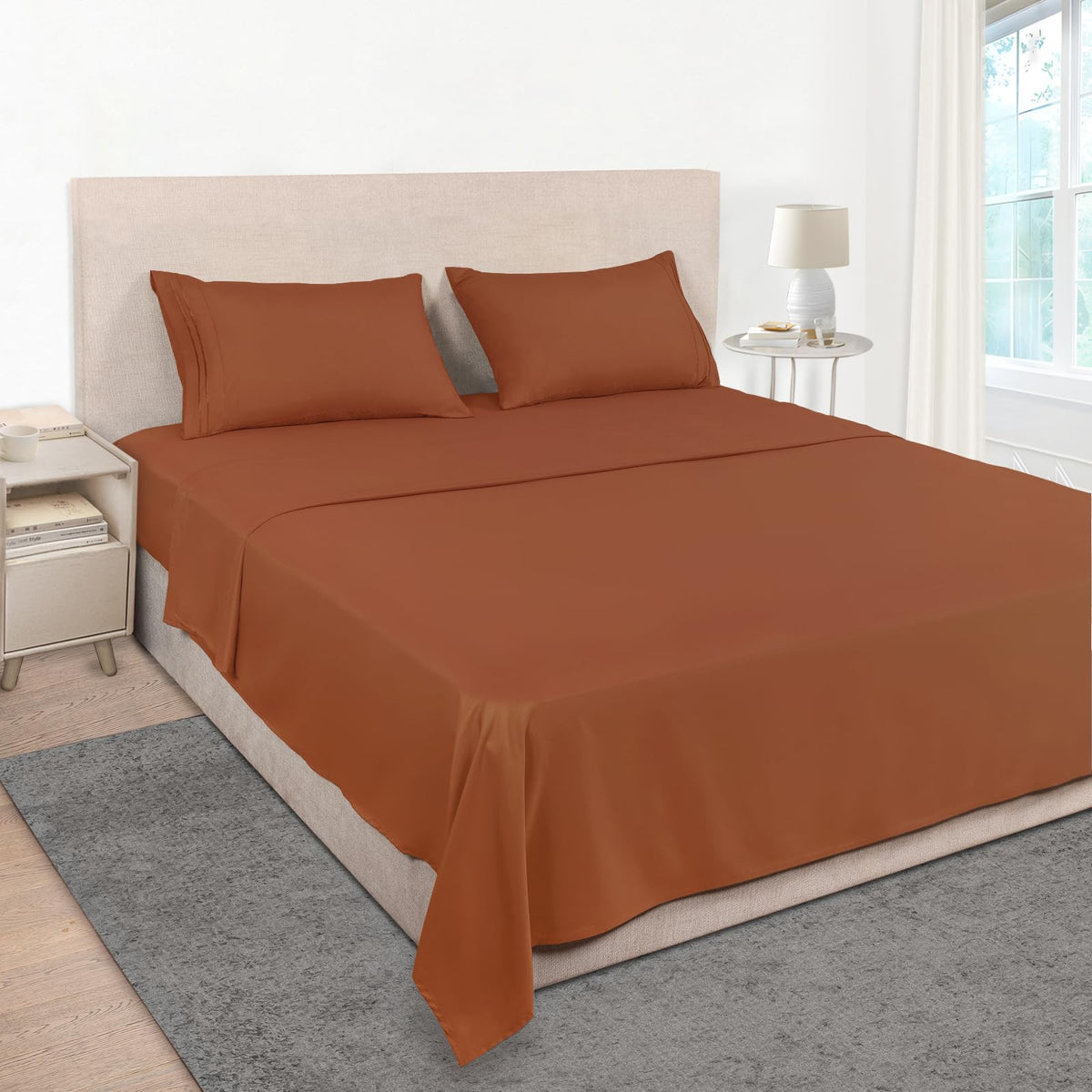 Mejoroom Queen Size Sheet Set - Hotel Luxury 1800 Bedding Sheets & Pillowcases - Deep Pocket Fitted Sheet, Soft, Breathable, Wrinkle & Fade Resistant - 4 Piece (Queen, Blush Pink)