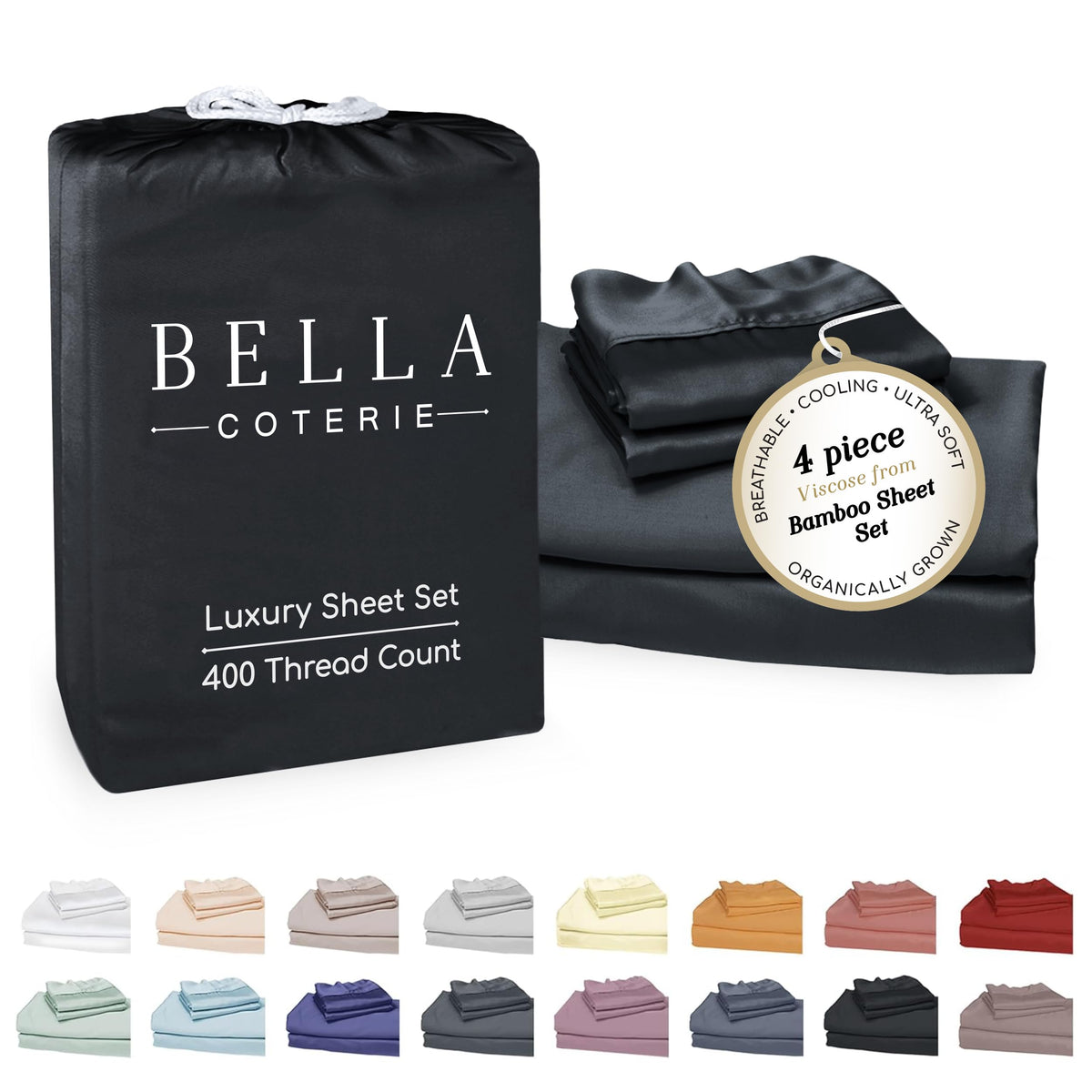 Bella Coterie Luxury Bamboo Viscose Queen Size Sheet Set
