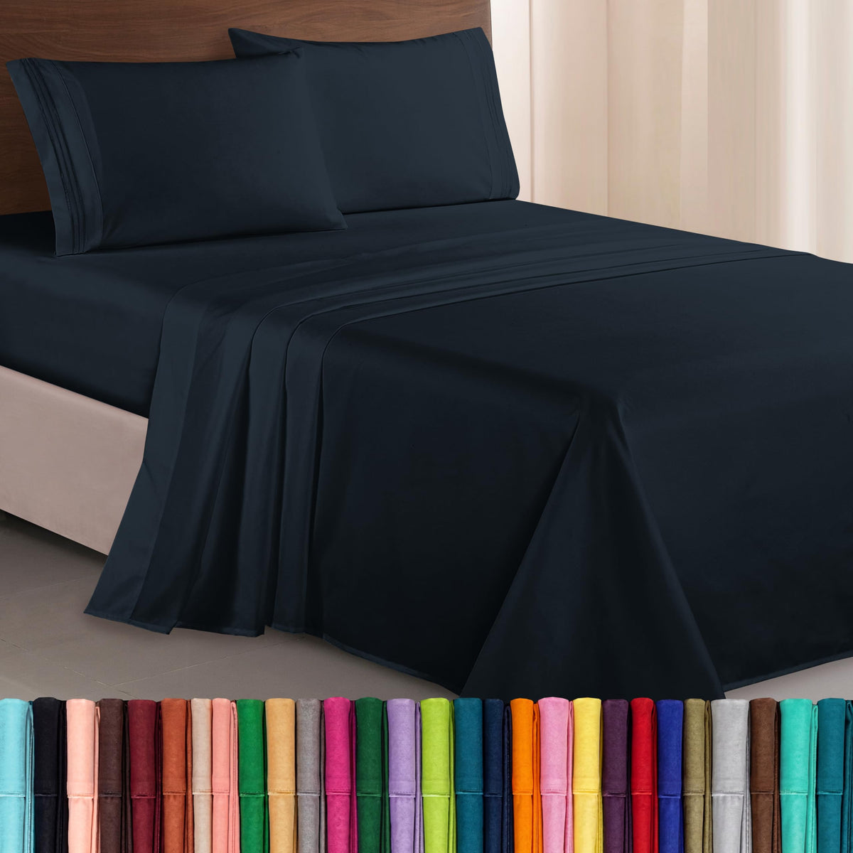 Elegant Comfort Luxurious 1500 Premium Hotel Quality Microfiber Three Line Embroidered Softest 4-Piece Bed Sheet Set, Wrinkle and Fade Resistant, Queen, Light Pink