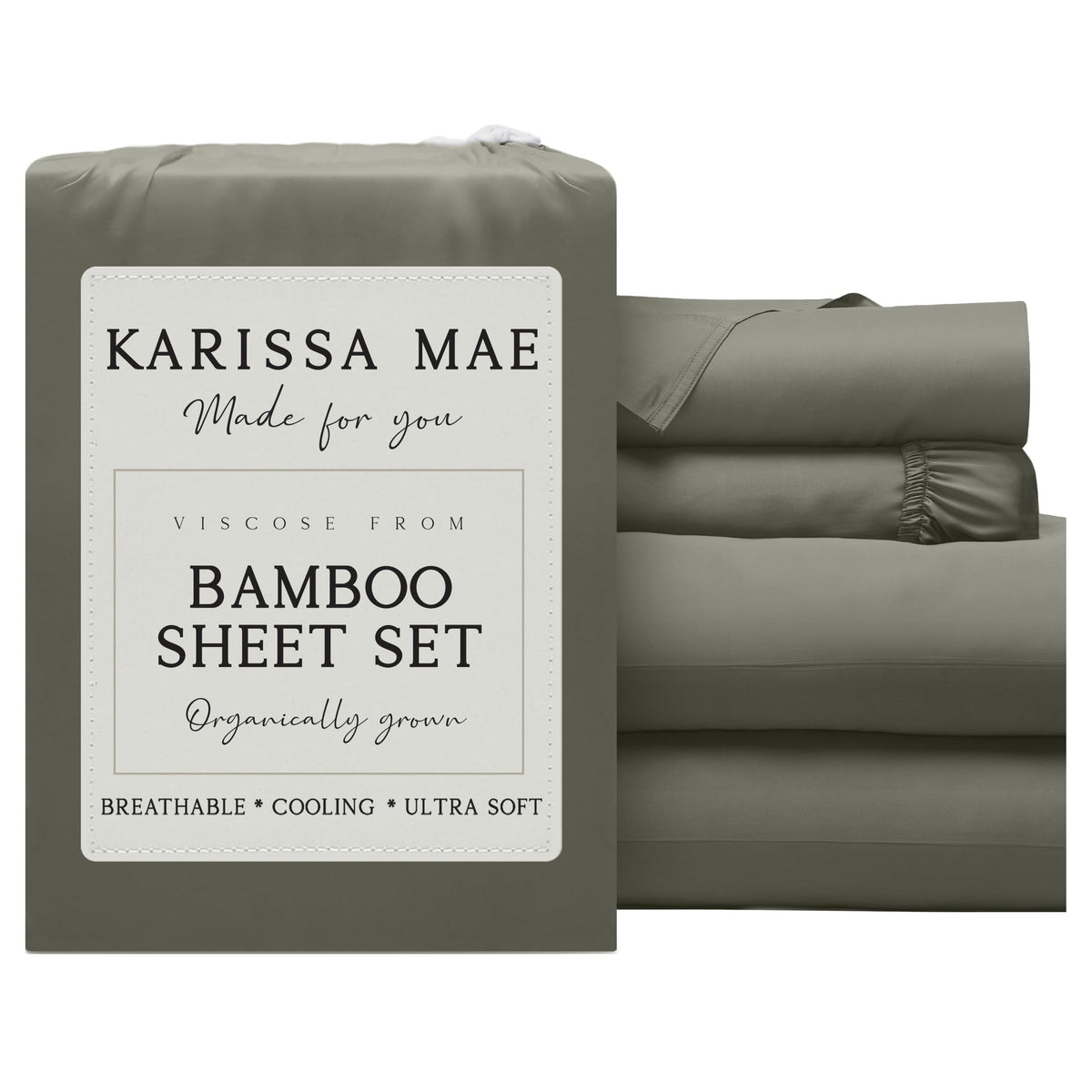 KARISSA MAE 7 Piece Luxury Bamboo Viscose Split King Sheets, FSC Certified
