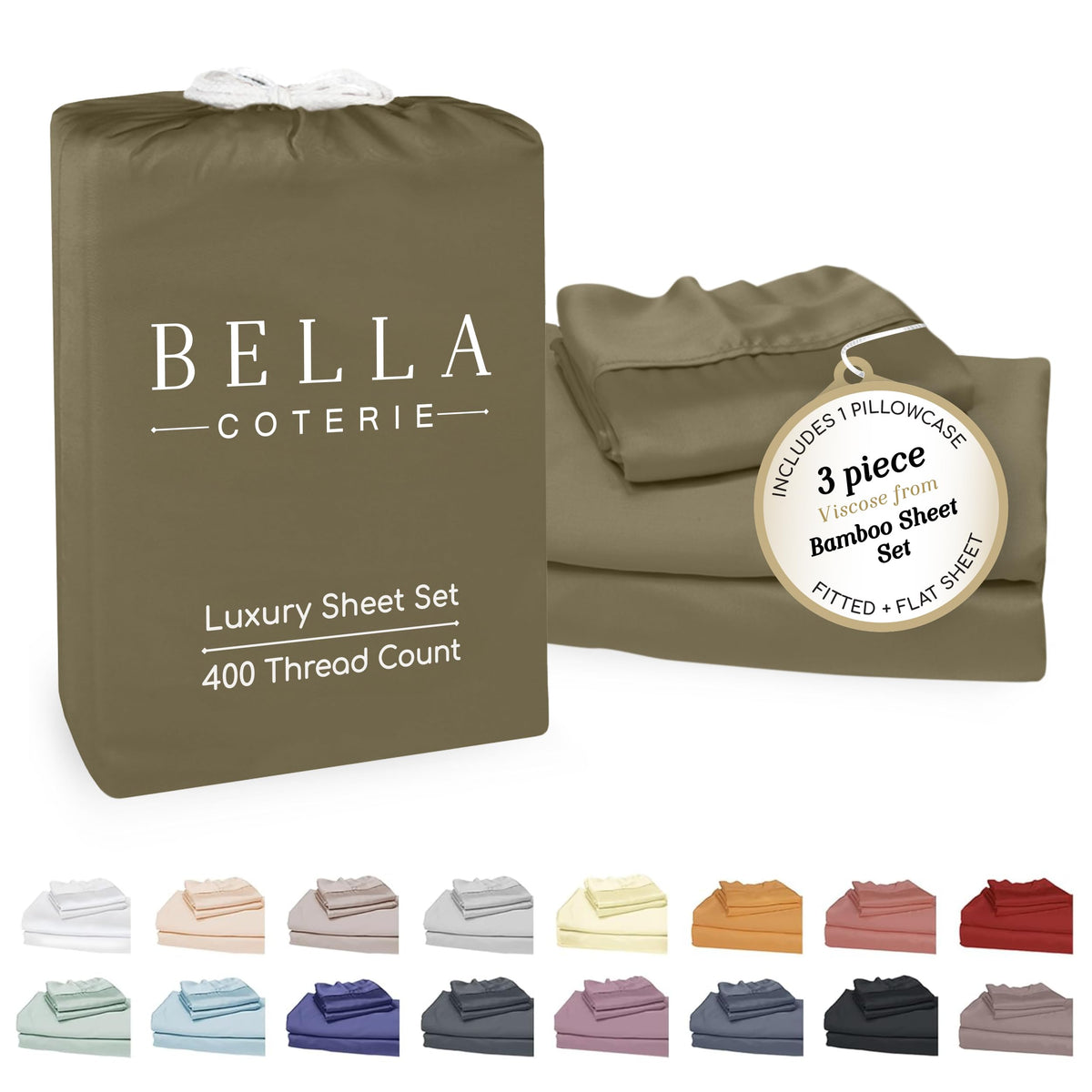 Bella Coterie Luxury Bamboo Viscose Queen Size Sheet Set