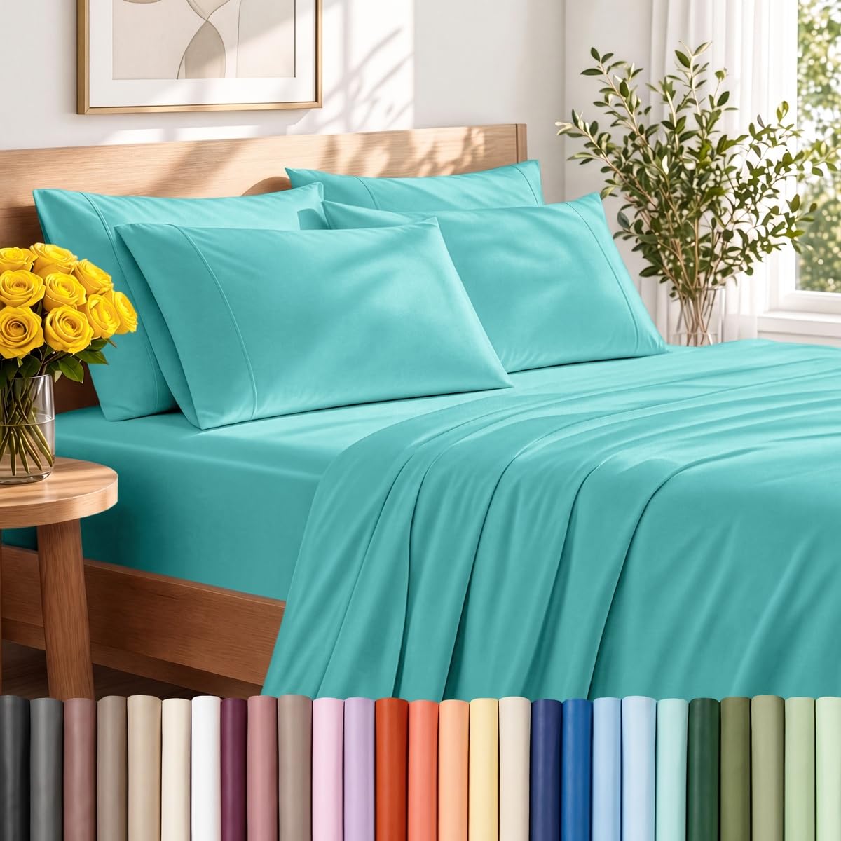 Bare Home Sheet Set 1800 Ultra-Soft with 2 Pillowcases (Twin XL, Light Grey)