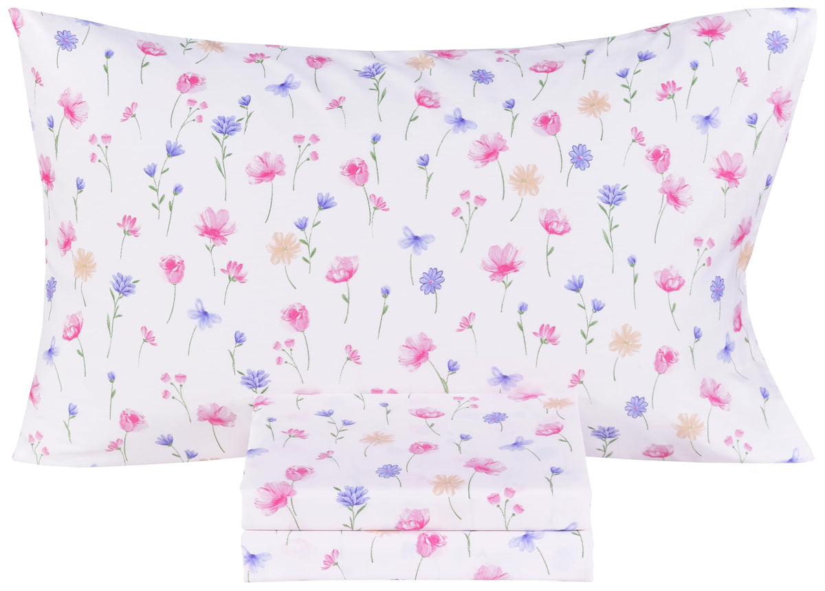 Scientific Sleep Moon & Stars Boys Girls 100% Cotton 3 Pcs Twin Bed Sheet Set Kids Toddler Teen, Flat Sheet & Fitted Sheet & Pillowcase Kids Bedding Set