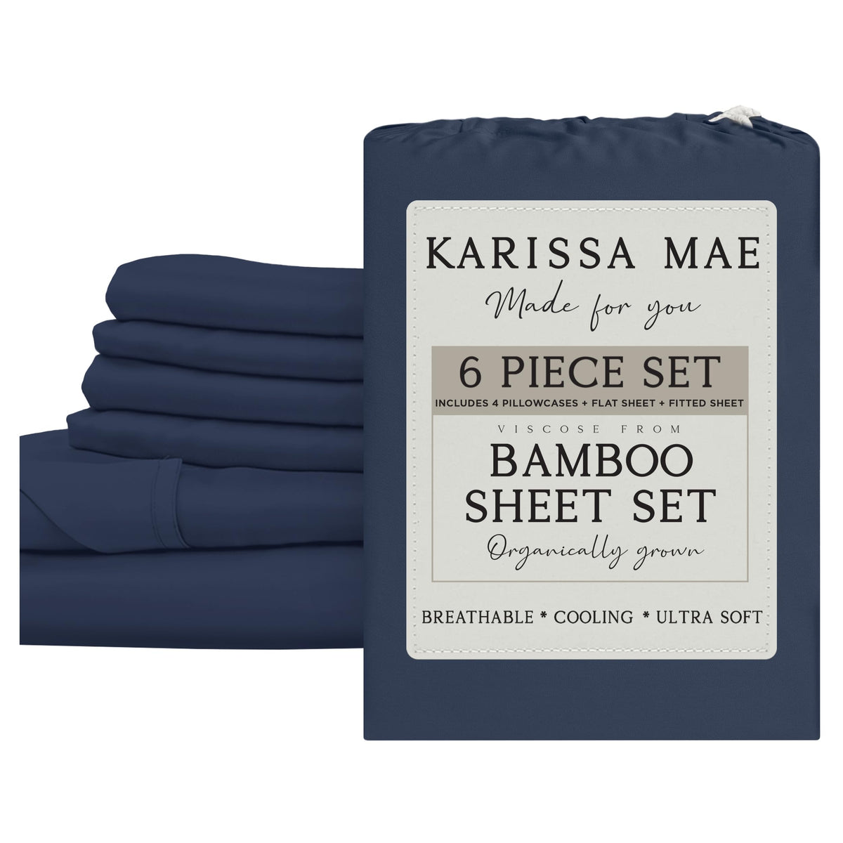 KARISSA MAE 7 Piece Luxury Bamboo Viscose Split King Sheets, FSC Certified