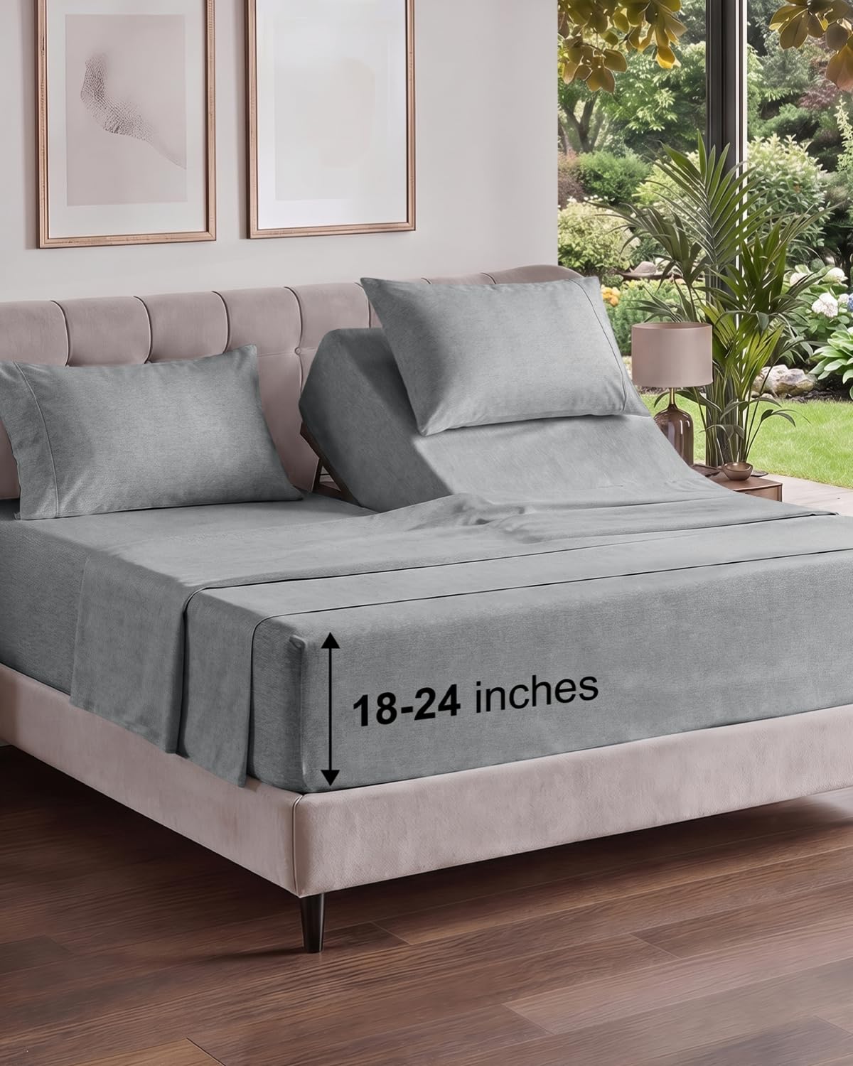 Extra Deep Queen Sheet Set - 4 Piece Breathable Cooling Sheets - Dark Grey