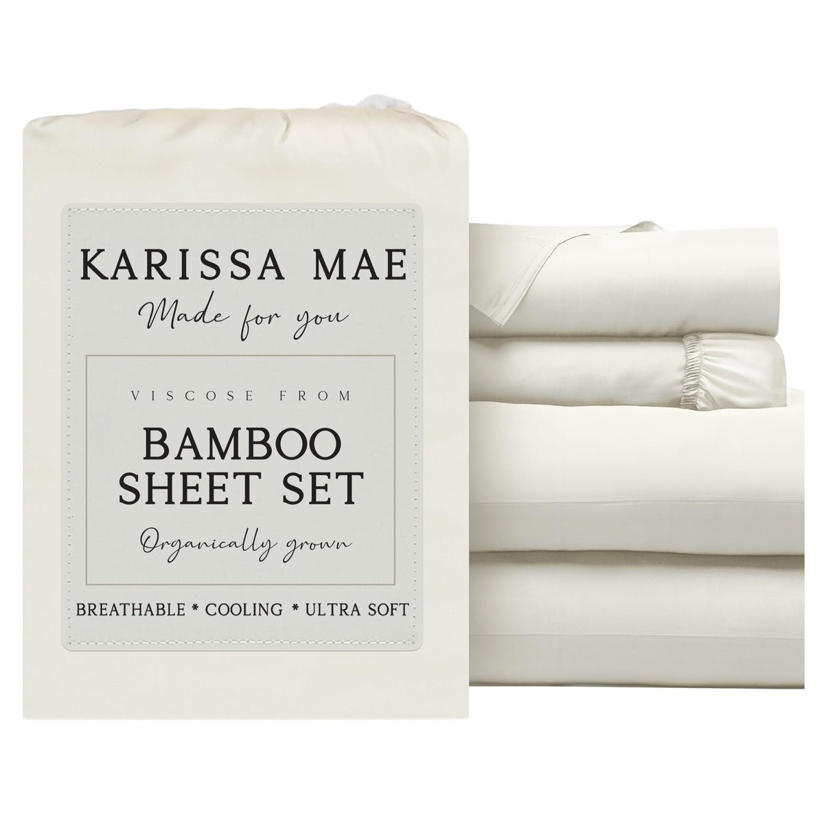 KARISSA MAE 7 Piece Luxury Bamboo Viscose Split King Sheets, FSC Certified