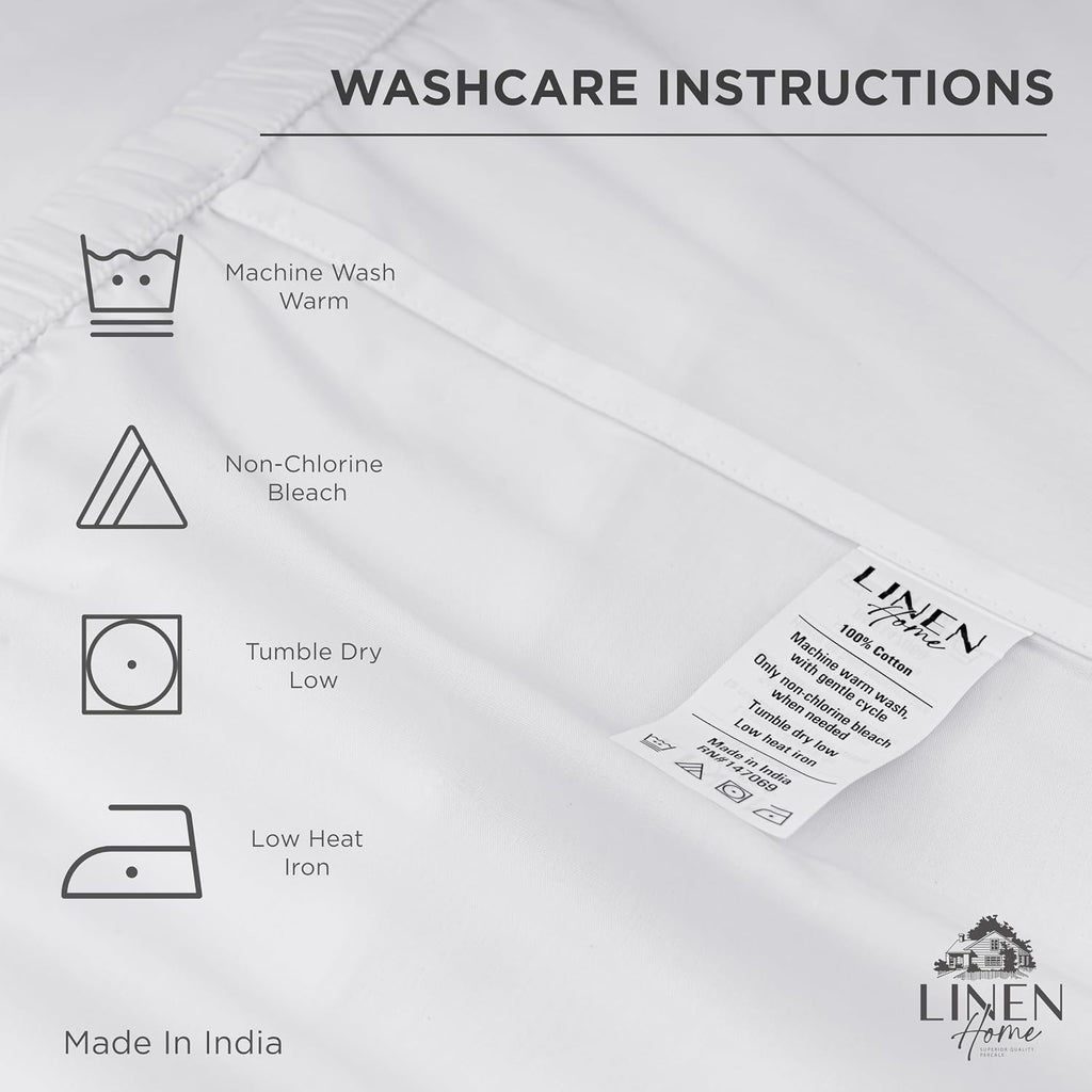 Linen Home Queen Size Fitted Sheet only 100% Cotton Percale, White
