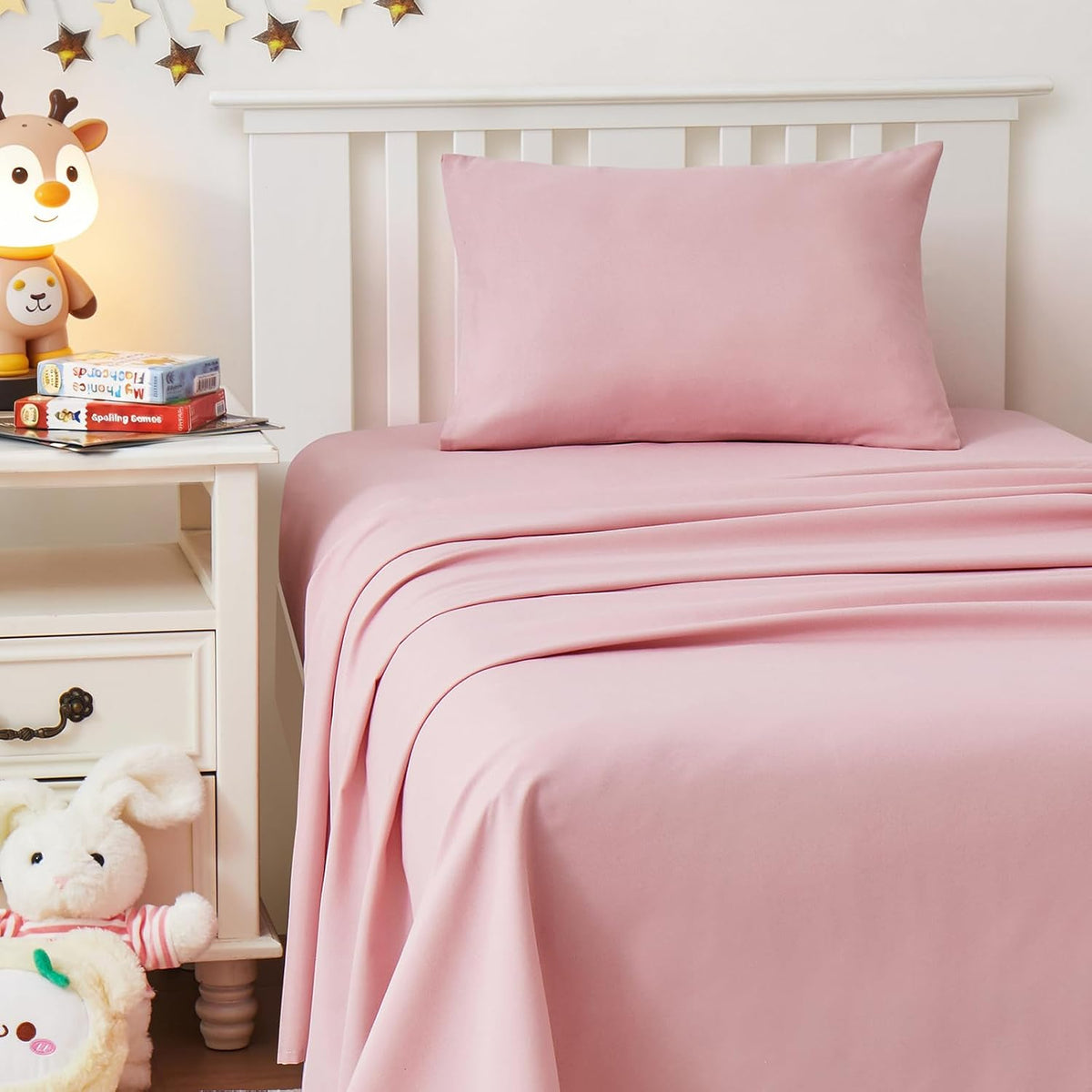 Light Pink Toddler Sheets, 3-Piece Pink Sheet Set for Toddler