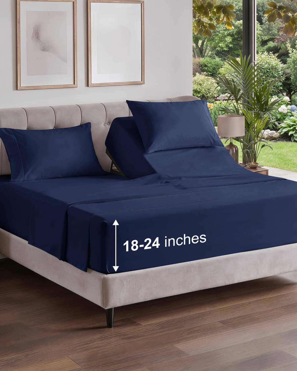 Extra Deep Queen Sheet Set - 4 Piece Breathable Cooling Sheets - Dark Grey