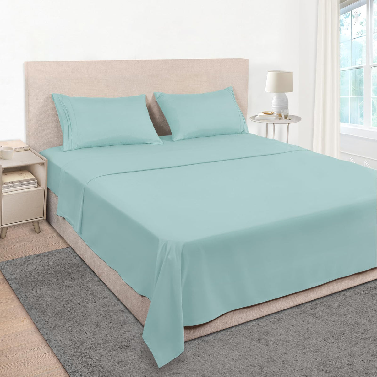Mejoroom Queen Size Sheet Set - Hotel Luxury 1800 Bedding Sheets & Pillowcases - Deep Pocket Fitted Sheet, Soft, Breathable, Wrinkle & Fade Resistant - 4 Piece (Queen, Blush Pink)