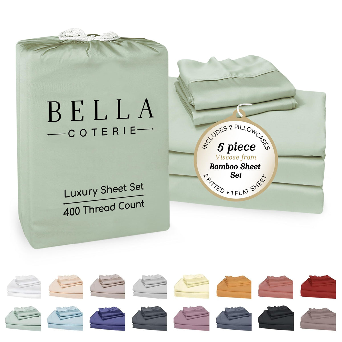Bella Coterie Luxury Bamboo Viscose Queen Size Sheet Set
