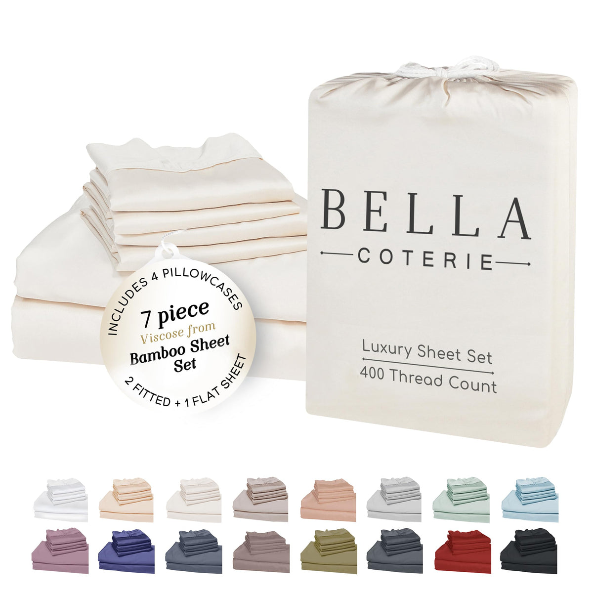 Bella Coterie Luxury Bamboo Viscose Queen Size Sheet Set