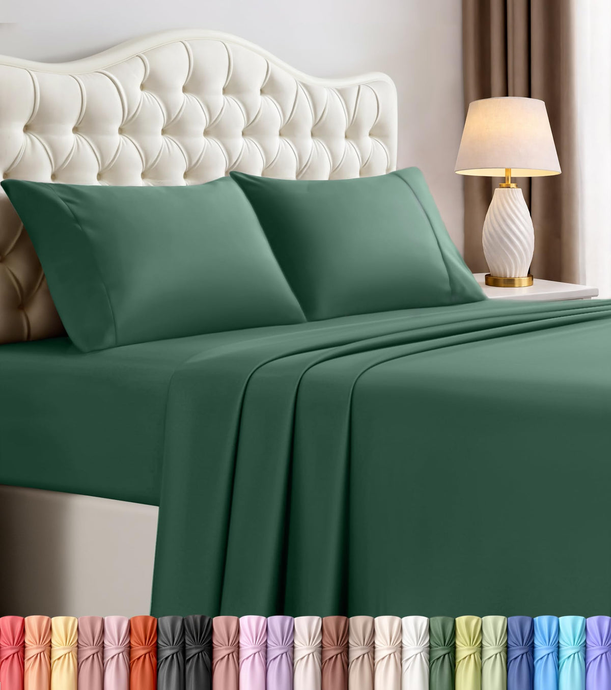 Queen Sheets Set, 4 Pieces 16" Deep Pocket Hotel Luxury Bed Sheets, Brown