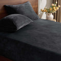 BEDELITE Fleece Queen Fitted Sheet & Pillowcases Set, Grey, 3 Pieces