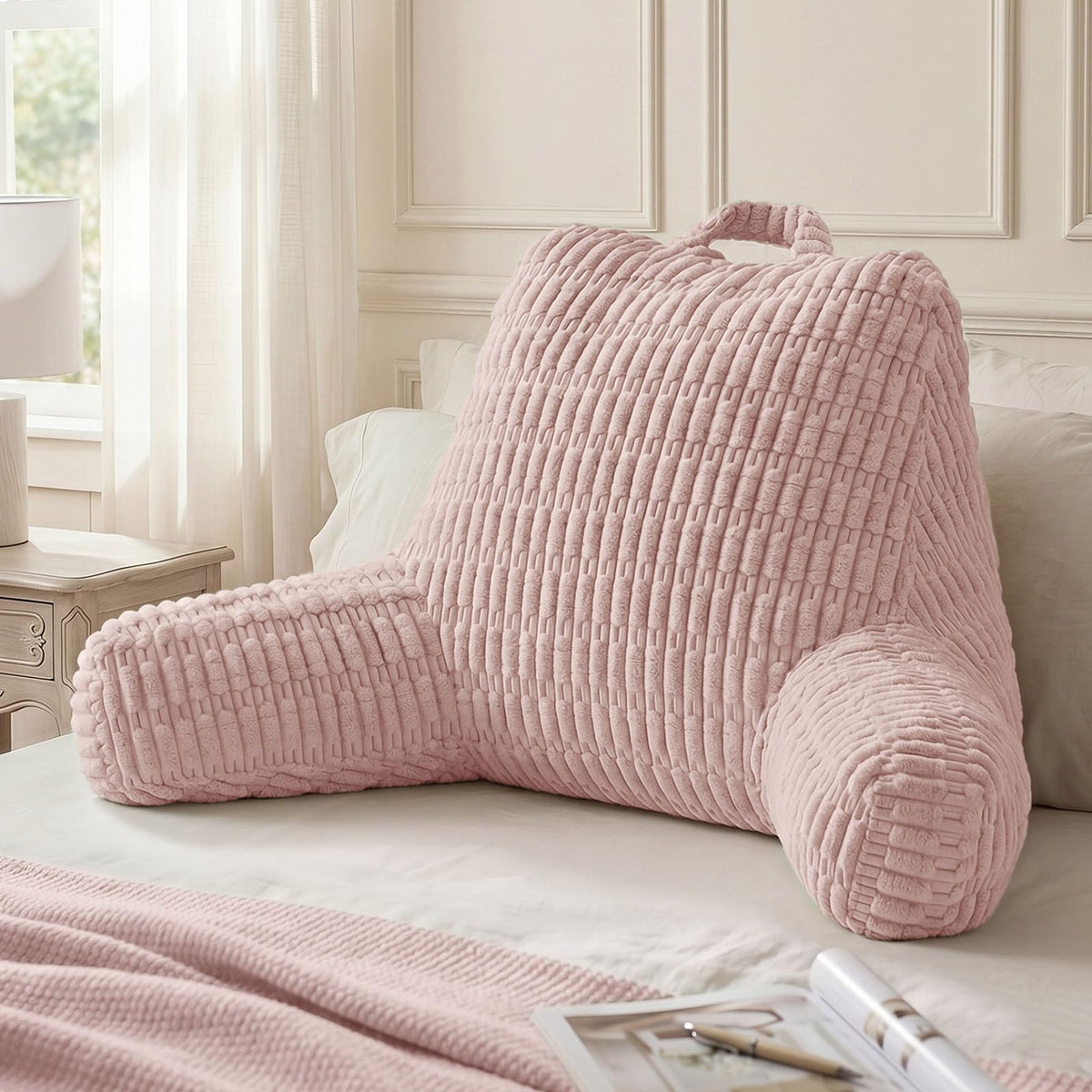 Blissful Diary Reading Pillow for Bed, Backrest Pillow, Cream White