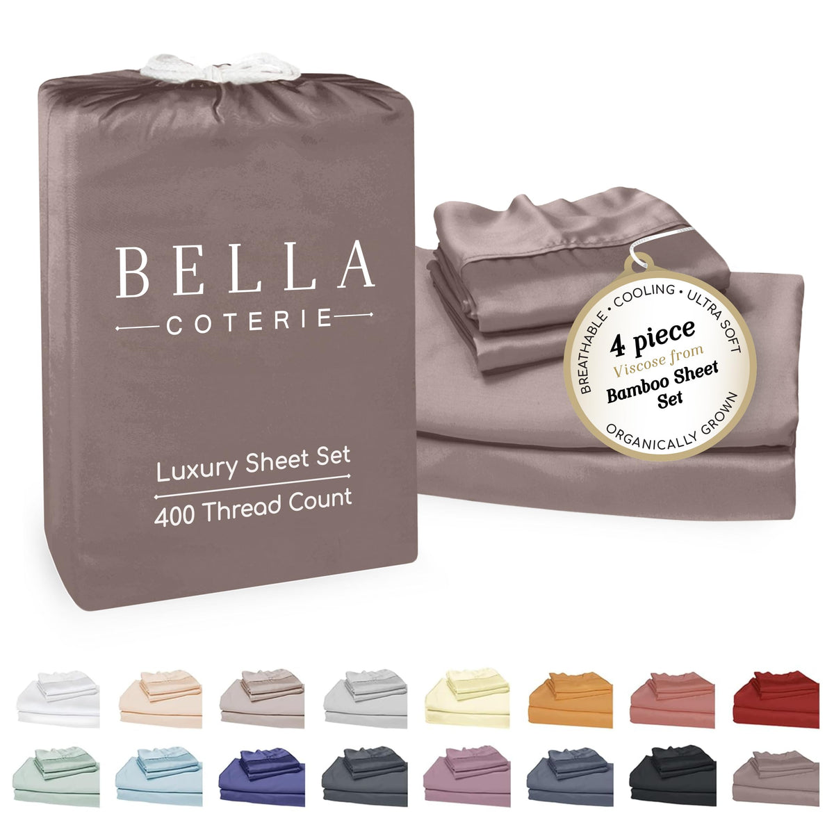 Bella Coterie Luxury Bamboo Viscose Queen Size Sheet Set