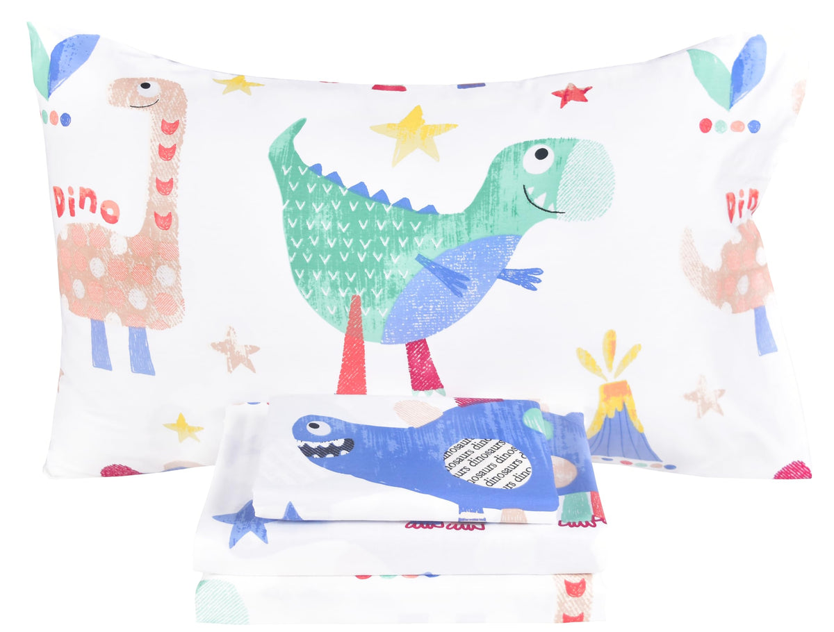 Scientific Sleep Moon & Stars Boys Girls 100% Cotton 3 Pcs Twin Bed Sheet Set Kids Toddler Teen, Flat Sheet & Fitted Sheet & Pillowcase Kids Bedding Set