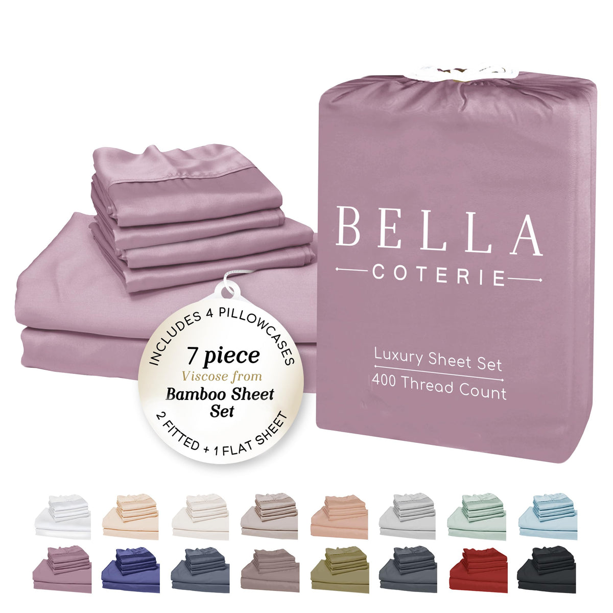 Bella Coterie Luxury Bamboo Viscose Queen Size Sheet Set