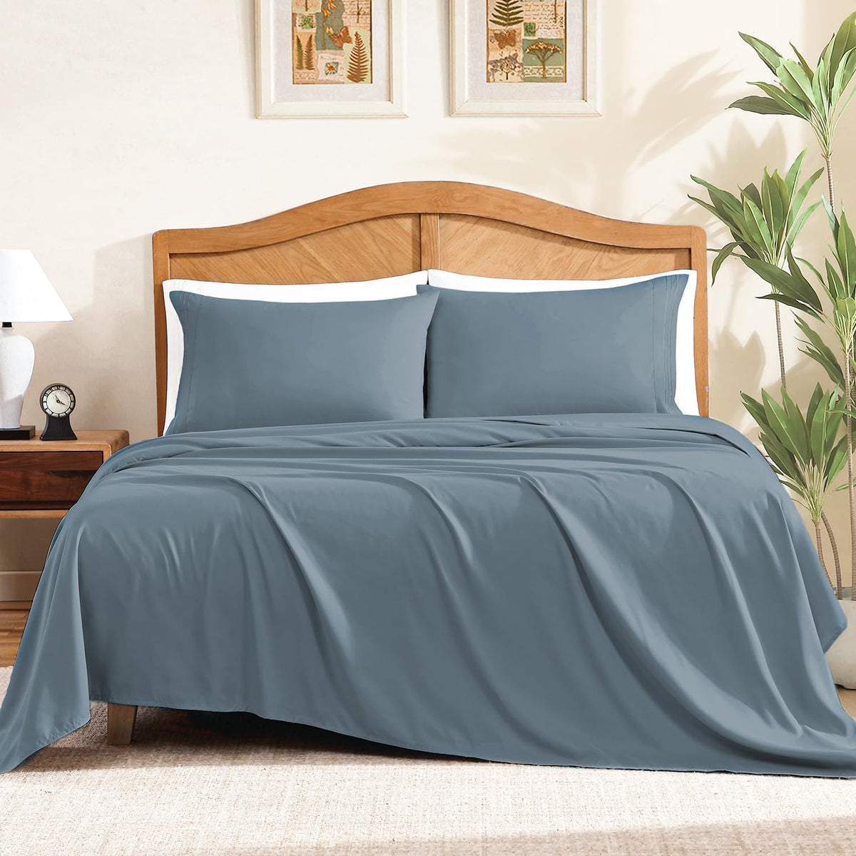 ClevaHome Queen Sheets Set, 4-Piece Fitted Queen Sheets, Lilac