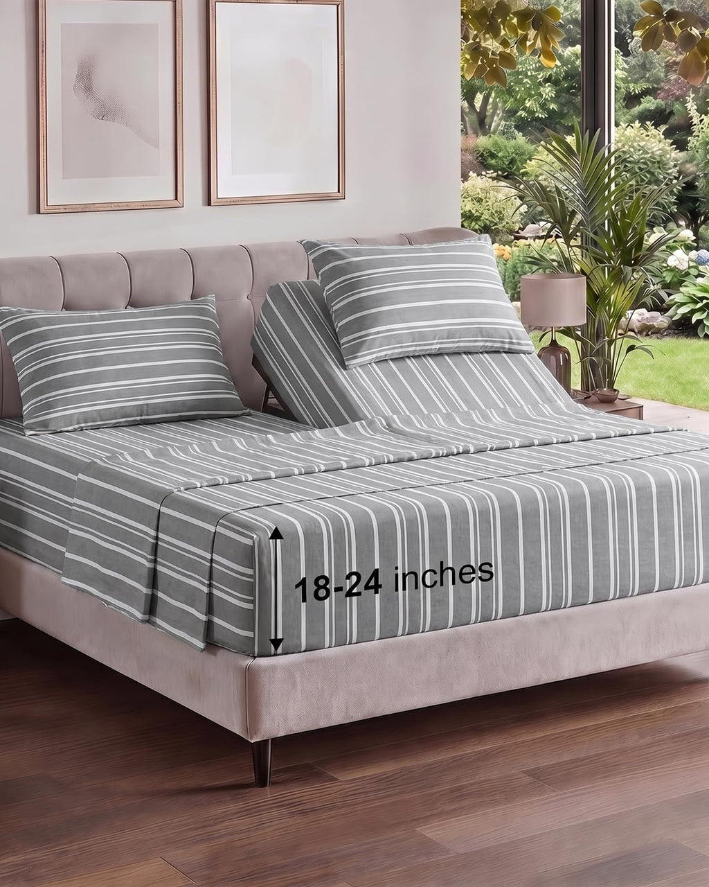 Extra Deep Queen Sheet Set - 4 Piece Breathable Cooling Sheets - Dark Grey