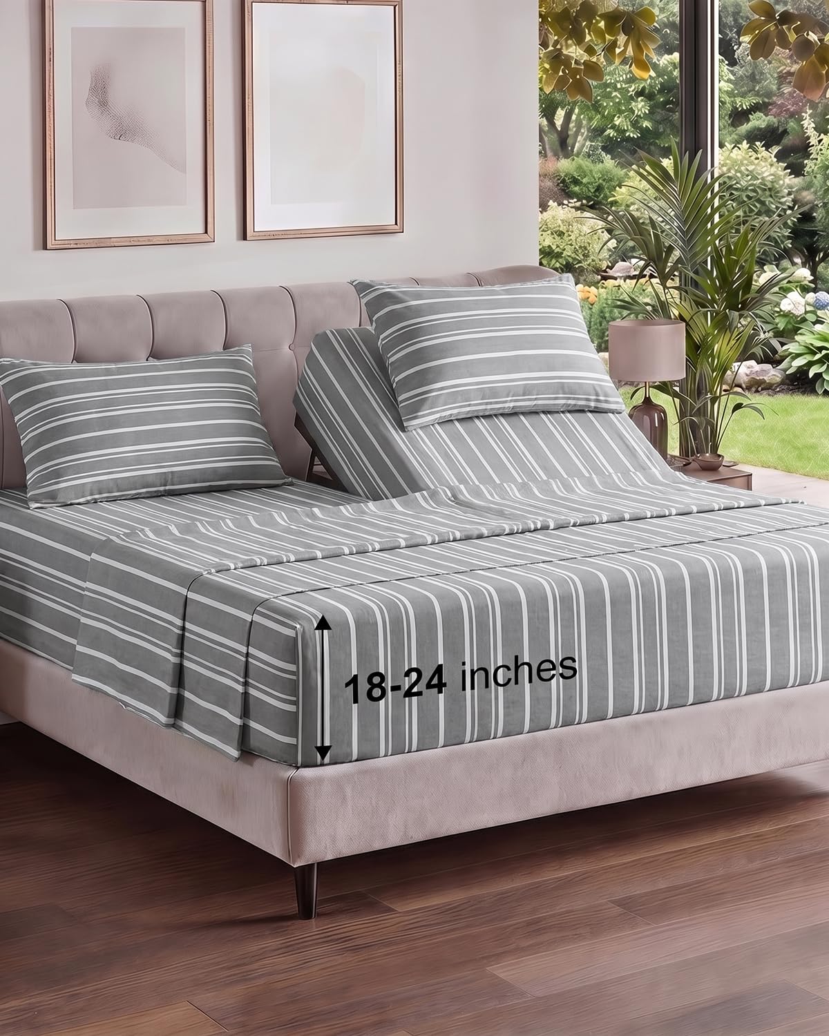 Extra Deep Queen Sheet Set - 4 Piece Breathable Cooling Sheets - Dark Grey