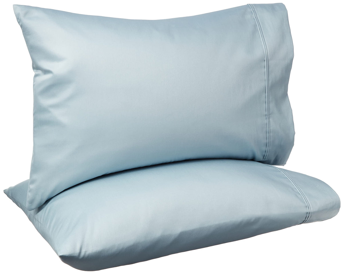 Amazon Basics 400 Thread Count Soft 100% Cotton Pillow Cases, Wrinkle Resistant, Sateen Weave, King Size, 40" x 20", Machine Washable, White, Set of 2, Pillows Not Included