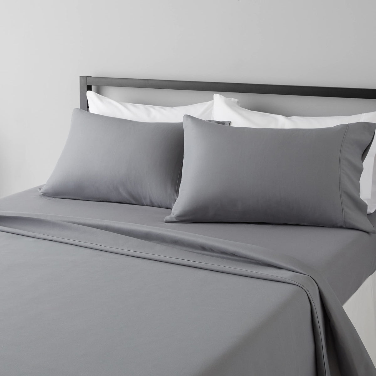 Amazon Basics Lightweight Super Soft Easy Care Wrinkle-Free Breathable Brushed Microfiber 3-Piece Bed Sheet Set with 14-Inch Deep Pockets, Twin, Dark Gray, Solid