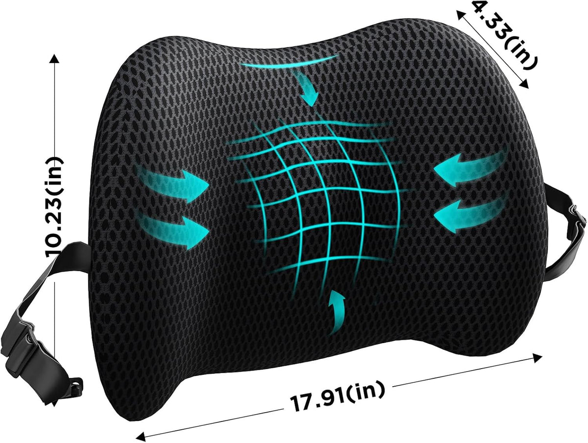 Lumbar Support Pillow for Office Chair, Memory Foam Car Back Cushion