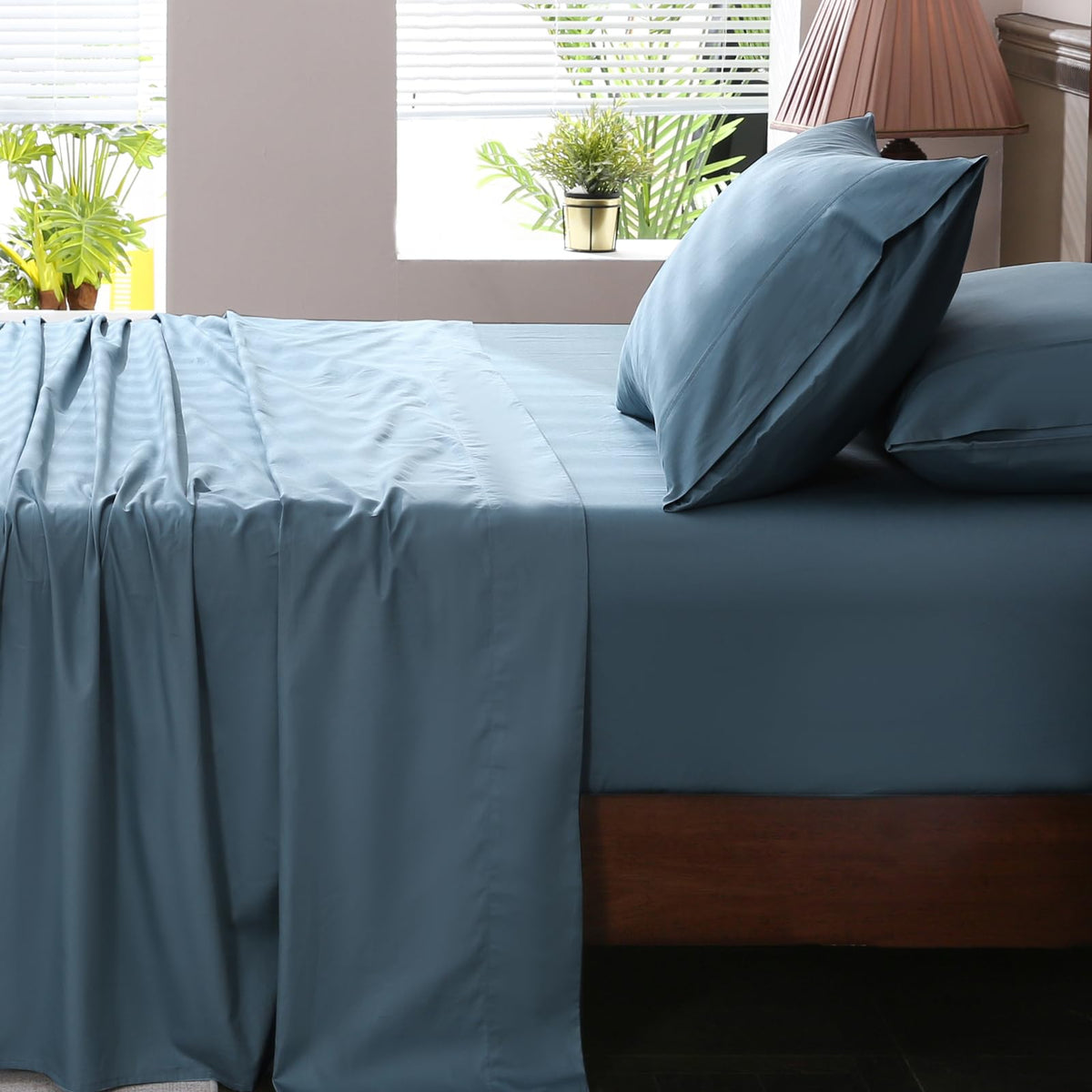1000 Thread Count Egyptian Cotton Sheets Queen Size Set 4PCS Sateen Weave Soft Breathable 16-Inch Deep Pocket（Queen,White）