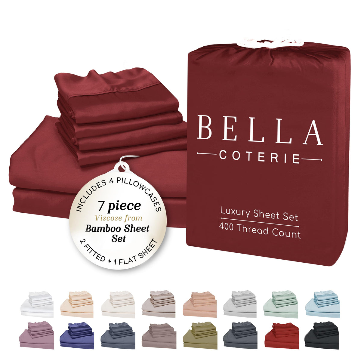 Bella Coterie Luxury Bamboo Viscose Queen Size Sheet Set