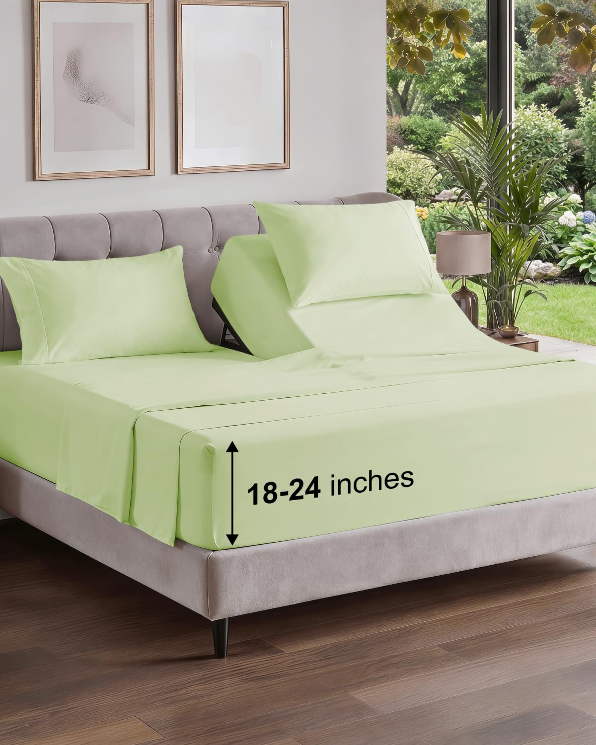 Extra Deep Queen Sheet Set - 4 Piece Breathable Cooling Sheets - Dark Grey