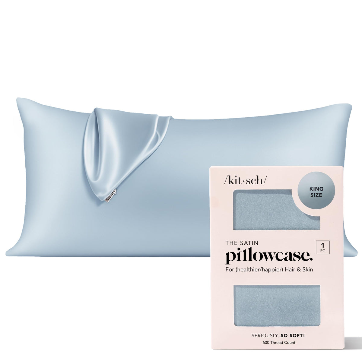 Kitsch Satin Pillowcase with Zipper - 2 pcs Standard Size, Aura