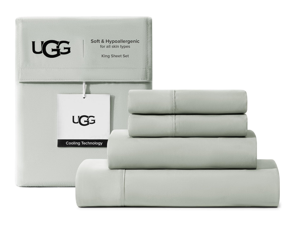UGG Hedi King Size Sheets Set, Luxury Cooling Sheets, 4-Piece, Grey