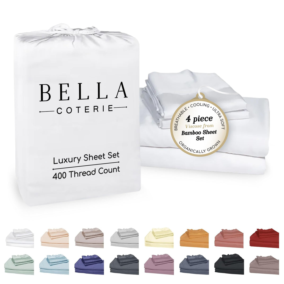 Bella Coterie Luxury Bamboo Viscose Queen Size Sheet Set
