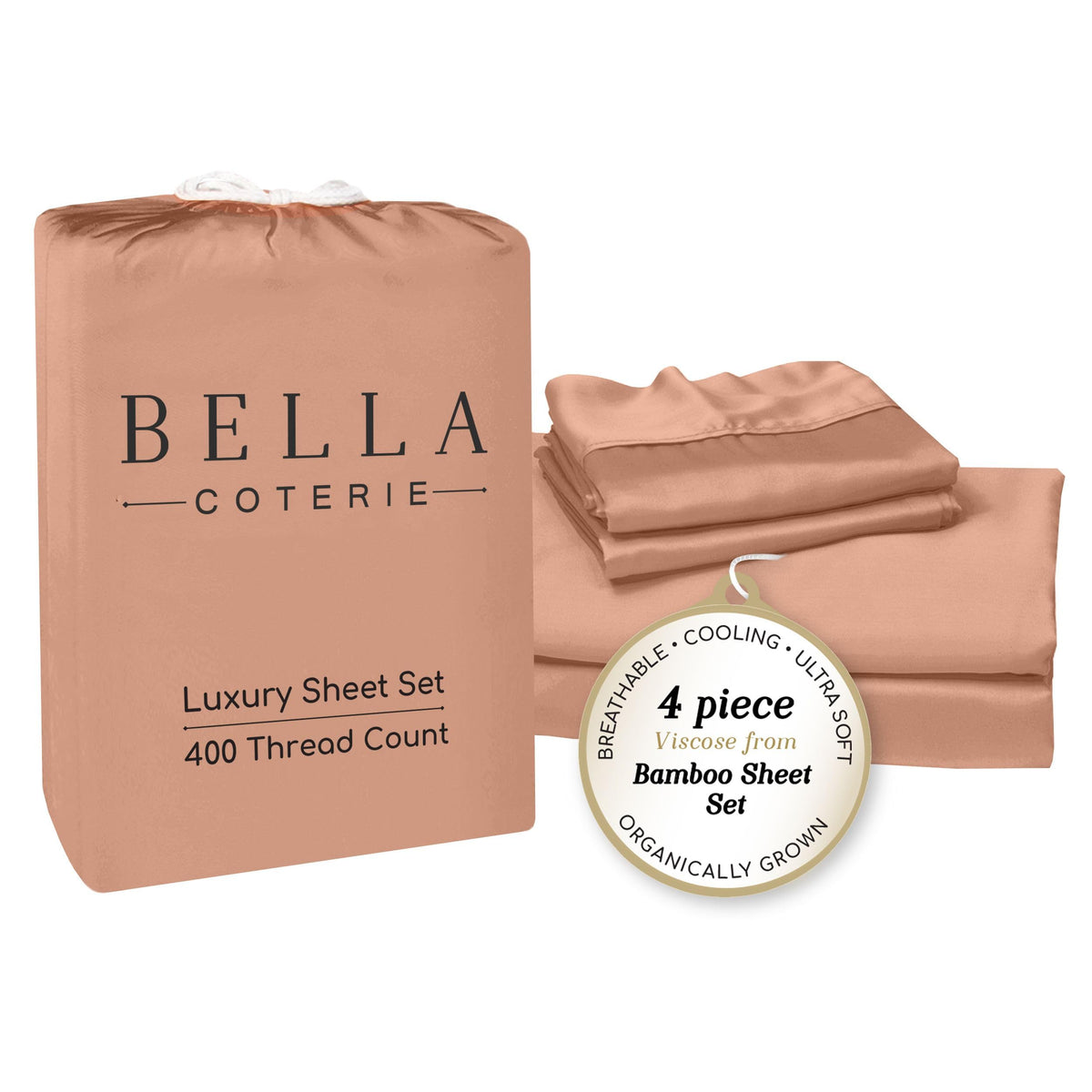 Bella Coterie Luxury Bamboo Viscose Queen Size Sheet Set