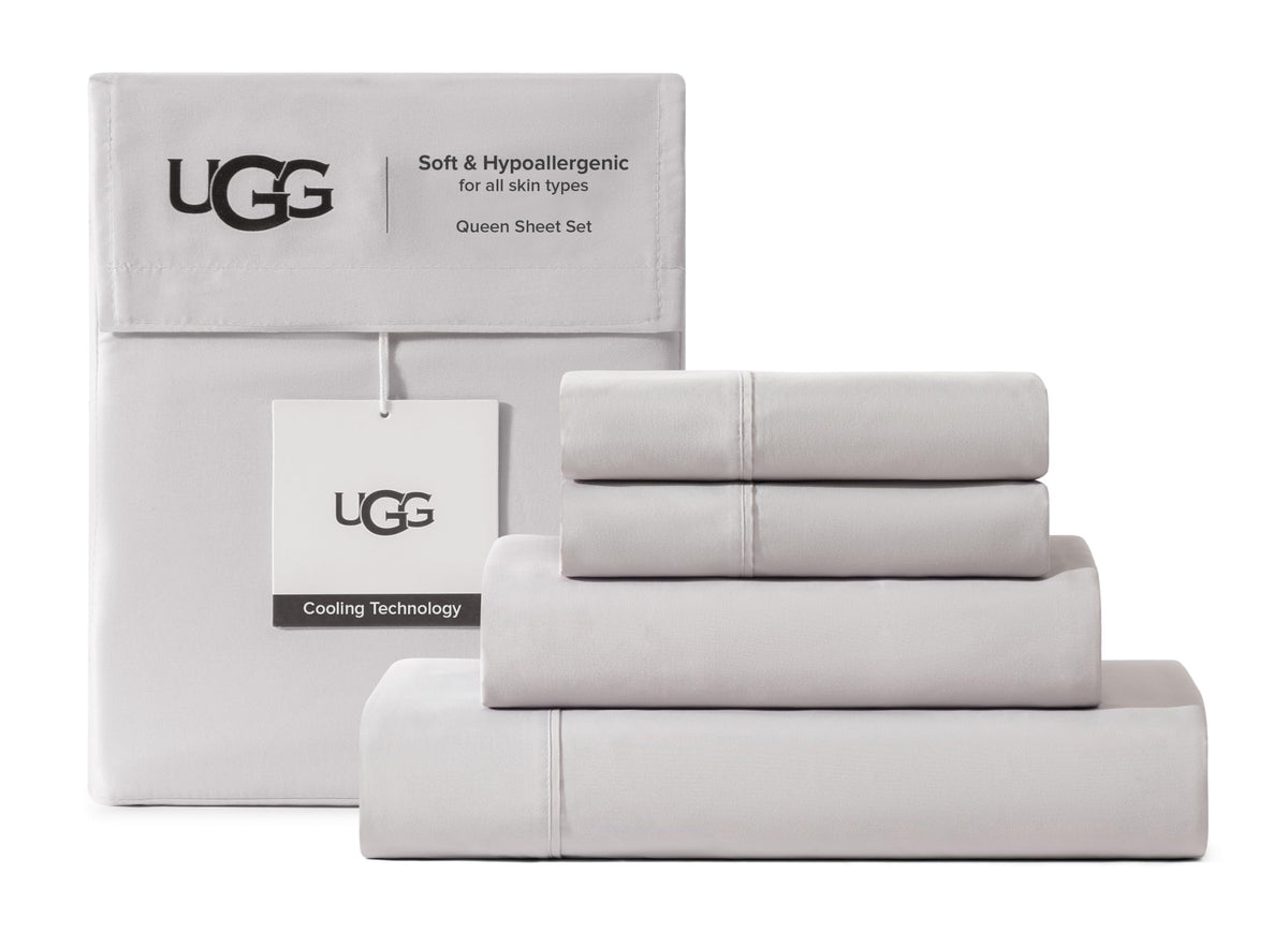 UGG Hedi King Size Sheets Set, Luxury Cooling Sheets, 4-Piece, Grey