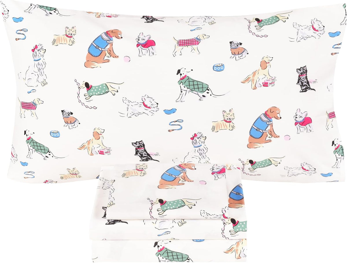Scientific Sleep Moon & Stars Boys Girls 100% Cotton 3 Pcs Twin Bed Sheet Set Kids Toddler Teen, Flat Sheet & Fitted Sheet & Pillowcase Kids Bedding Set