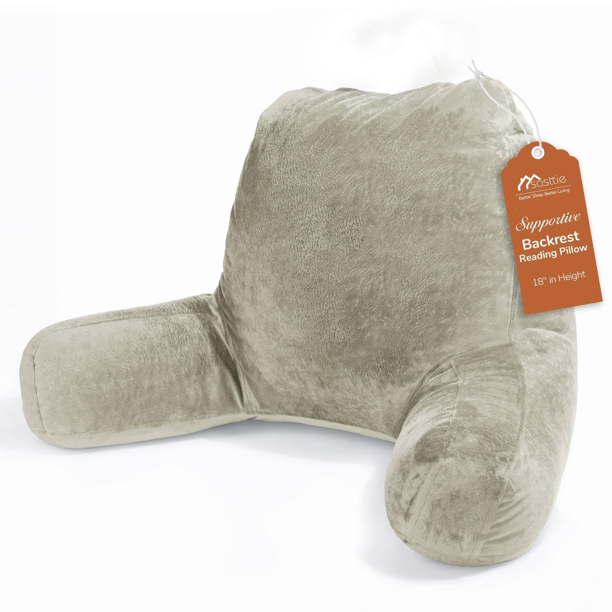 Sasttie Reading Pillow for Bed, Back Pillow for Sitting Up, Dark Grey