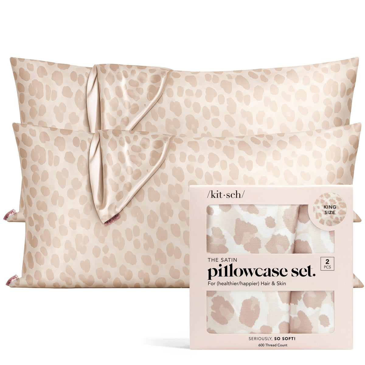 Kitsch Satin Pillowcase with Zipper - 2 pcs Standard Size, Aura