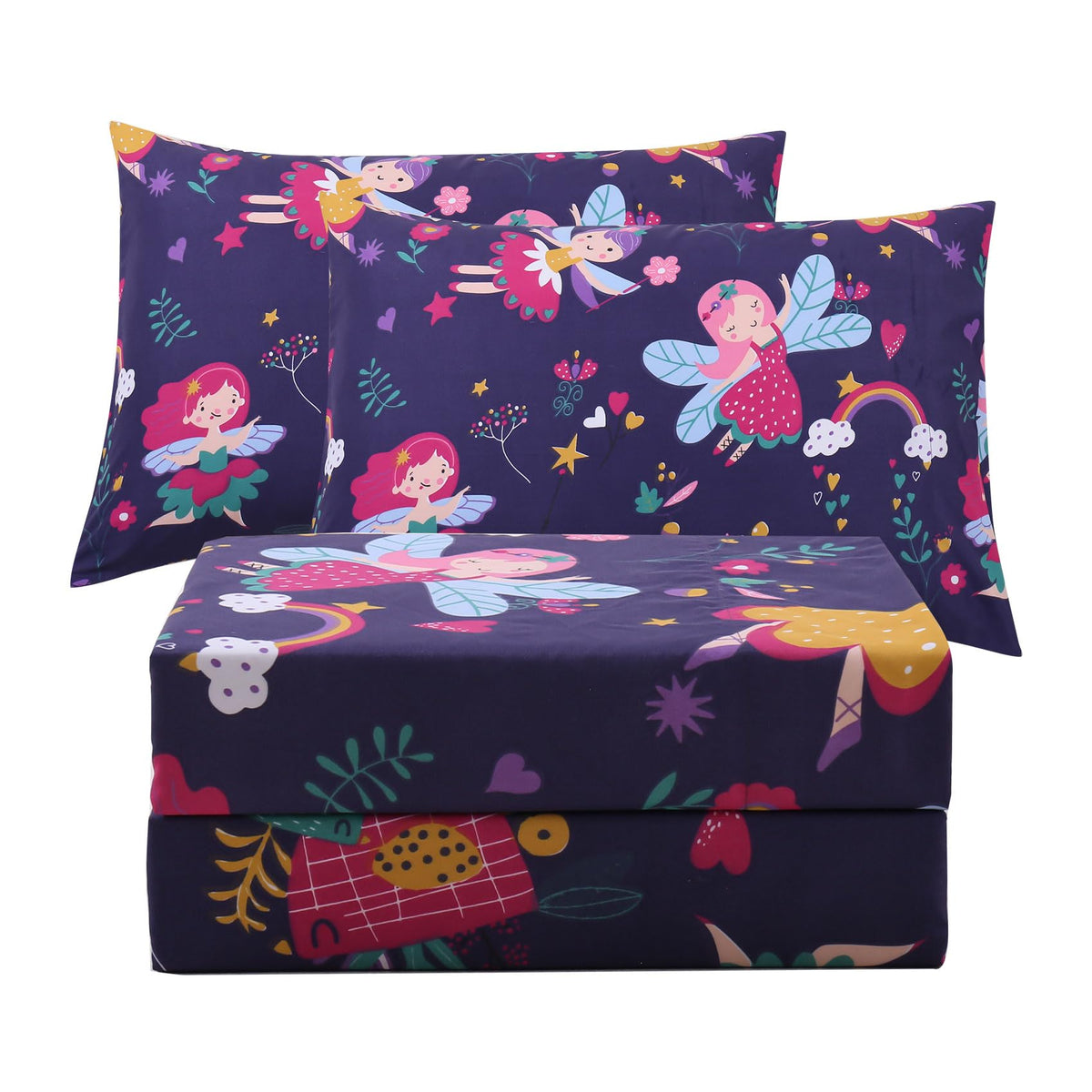 JSD Pink Unicorn Rainbow Kids Twin Sheet Set for Girls 3 Piece