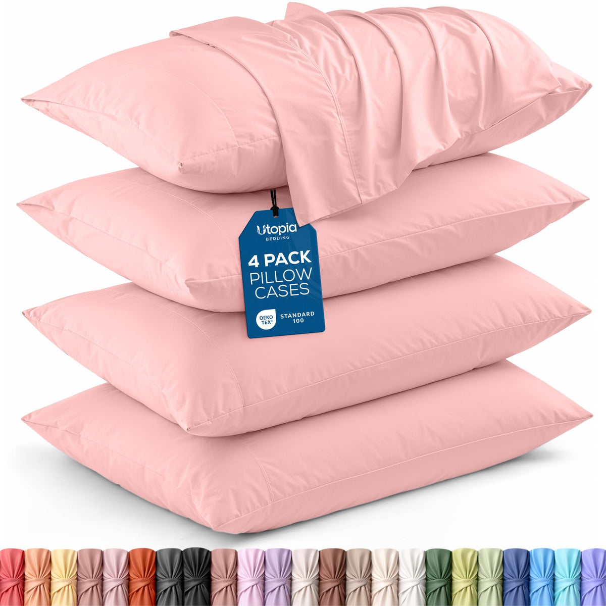 Pillow Covers Queen Size Set of 4, Soft and Comfy Pillow Cases, White