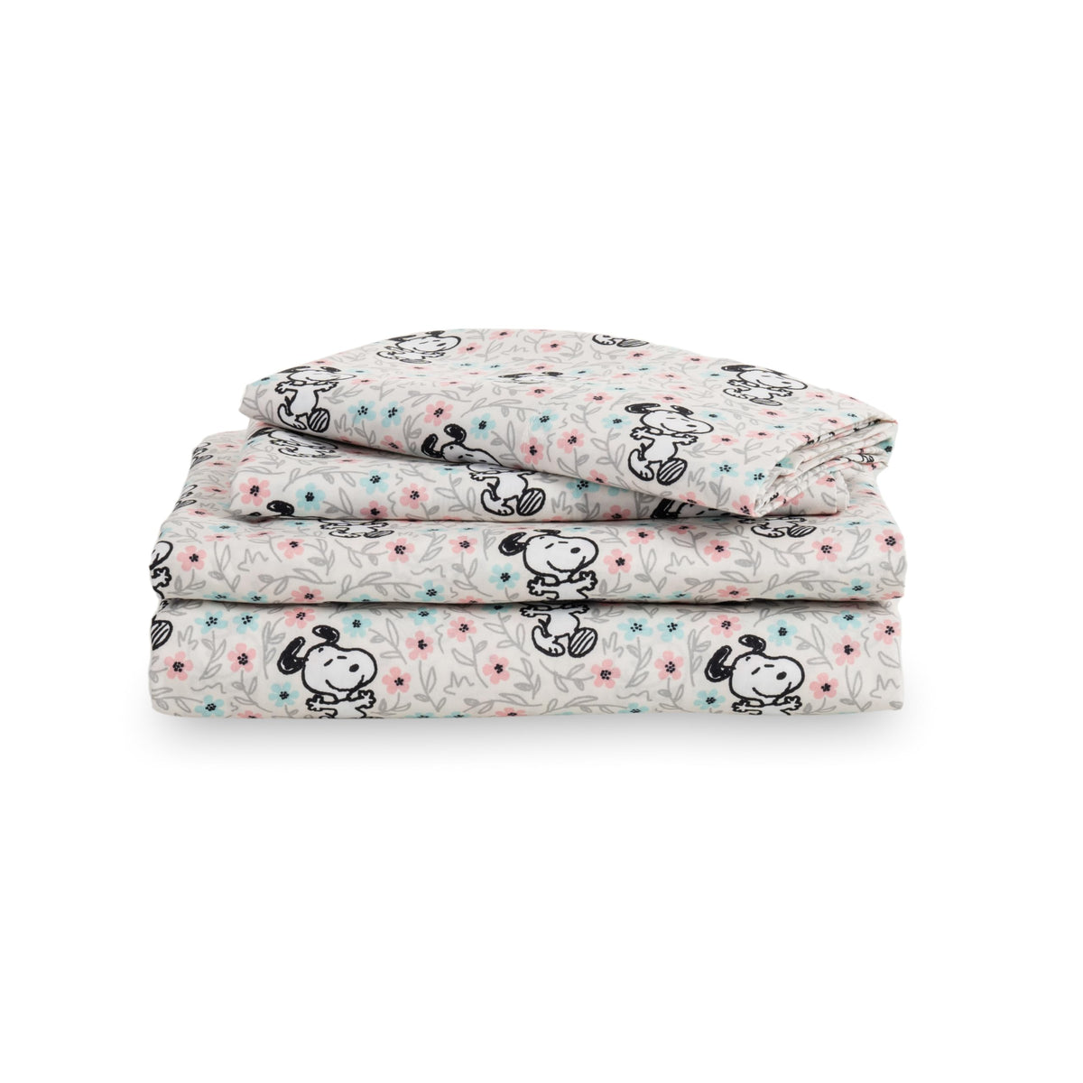 Berkshire Peanuts® Sheet Set Queen Size - 4 Pieces,Cute Character Snoopy Printed Soft Microfiber Bed Sheets,Peanuts Poses and Paws Grey