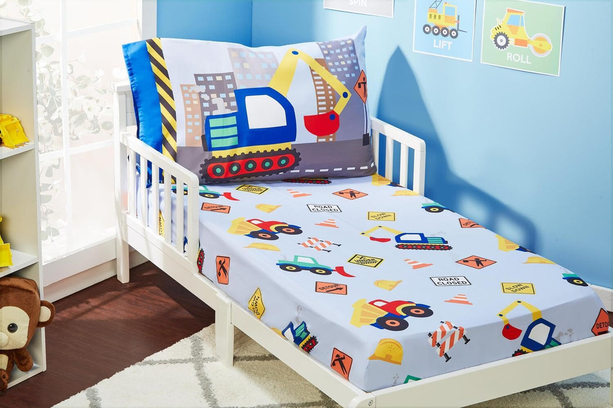Everyday Kids Toddler Fitted Sheet and Pillowcase Set -Princess Storyland- Soft Breathable Microfiber Toddler Sheet Set