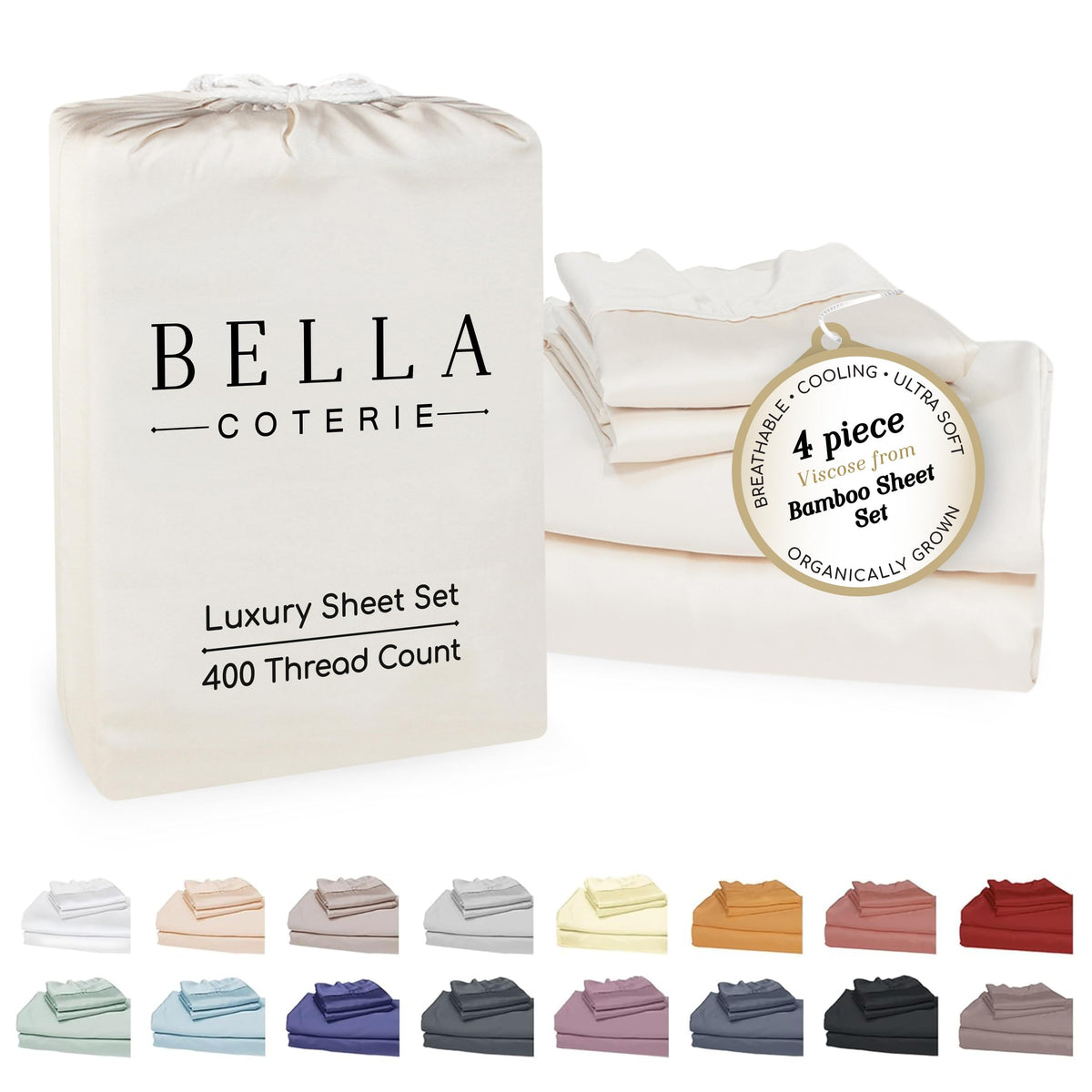 Bella Coterie Luxury Bamboo Viscose Queen Size Sheet Set