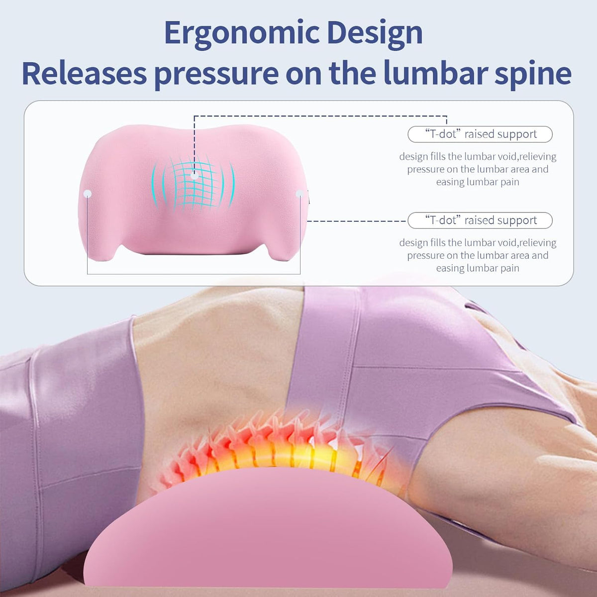 Lumbar Support Pillow for Office Chair, Memory Foam Car Back Cushion
