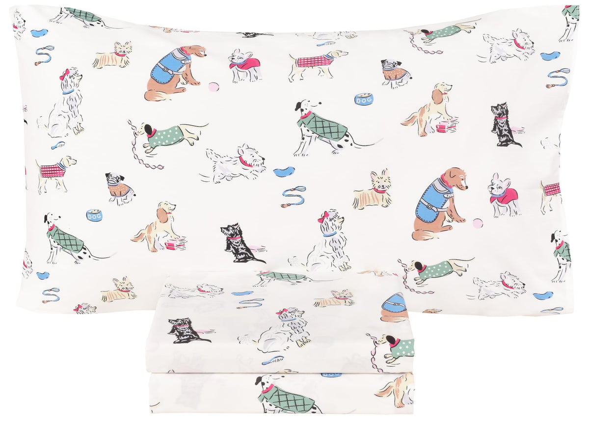 Scientific Sleep Moon & Stars Boys Girls 100% Cotton 3 Pcs Twin Bed Sheet Set Kids Toddler Teen, Flat Sheet & Fitted Sheet & Pillowcase Kids Bedding Set