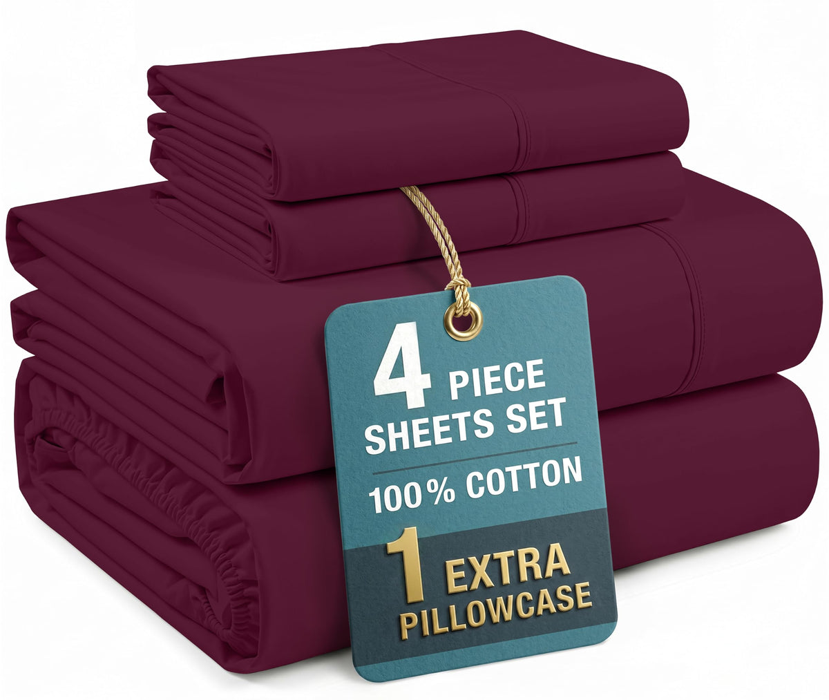 Casa Platino King Size Sheets Set –100% Cotton King Sheets with 4 Pillowcases, Lightweight Feel & Secure Fit, Crisp & Breathable Percale Weave with 15" Deep Pocket, Soft and Cozy – Pure White