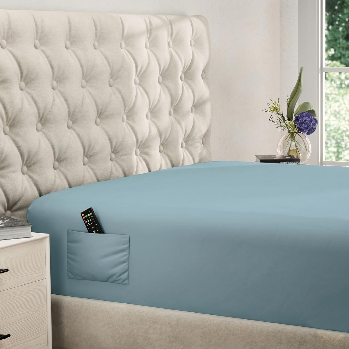 DREAMCARE King Fitted Sheet Only - Extra Deep Pocket Fitted Sheet - Fits up to 21 inch Mattress - Deep Pocket King Sheets - Hotel Luxury - Oeko-Tex Certified Sheets - (Grey)