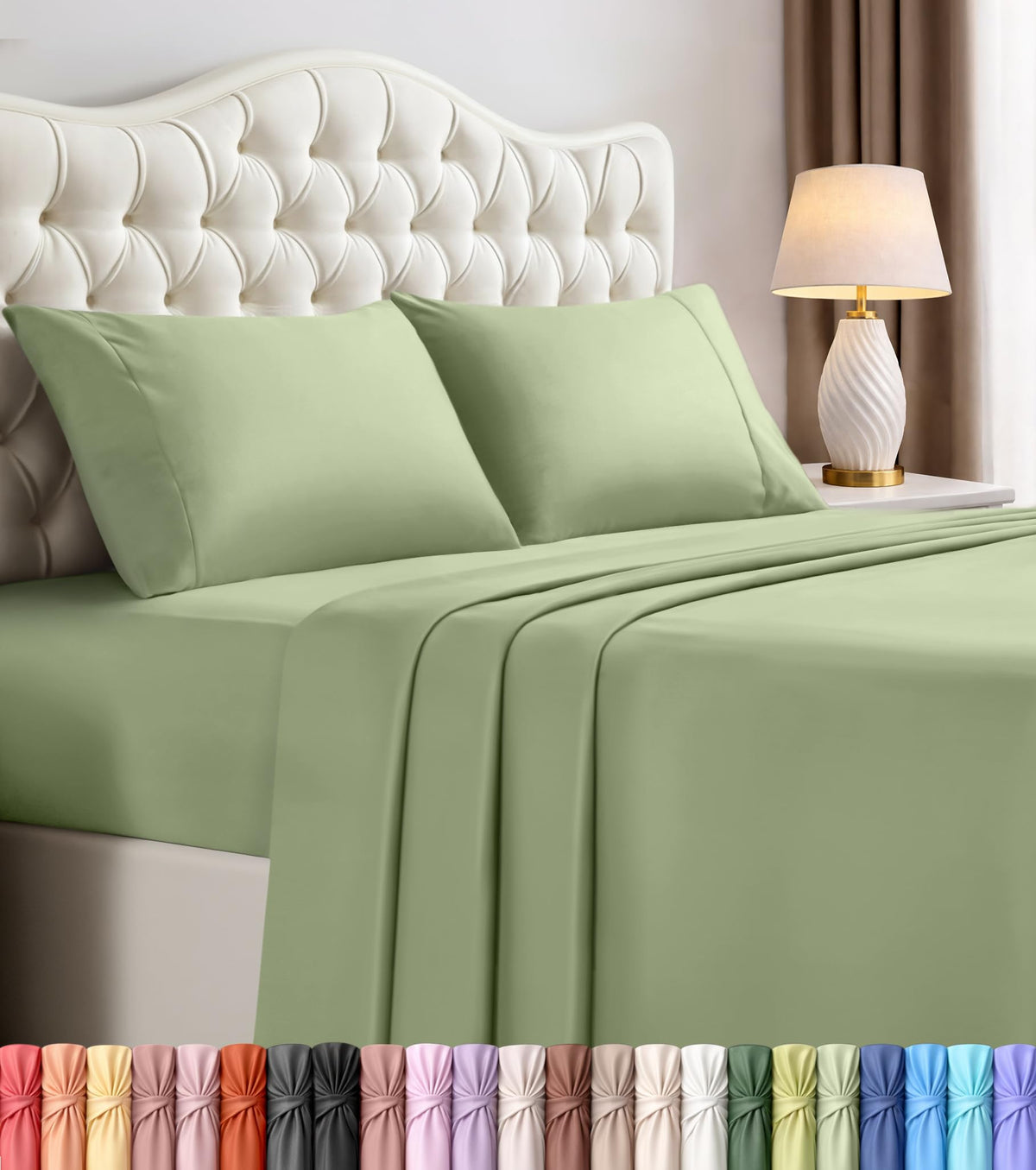 King Sheets Set, 4 Pieces 16" Deep Pocket Hotel Luxury Bed Sheets, Grey